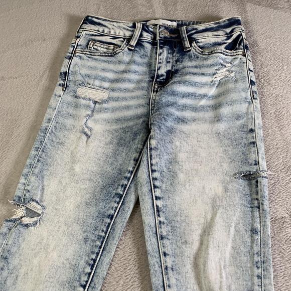 VERVET Jeans Womens 24 Light Acid Wash Mid Rise Skinny Stretch Distressed V2806 - Picture 2 of 14